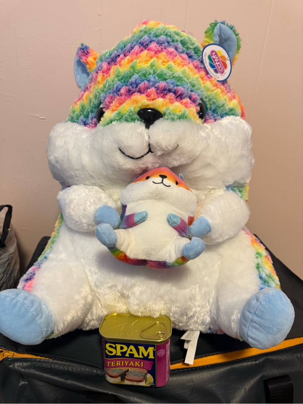 Rainbow Plush Hamster Holding Mini Plush